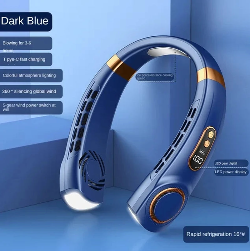 Hands-Free Bladeless Neck Fan – 5-Speed, Rechargeable 