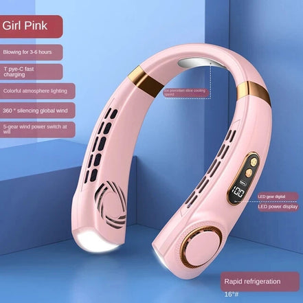 Hands-Free Bladeless Neck Fan – 5-Speed, Rechargeable 
