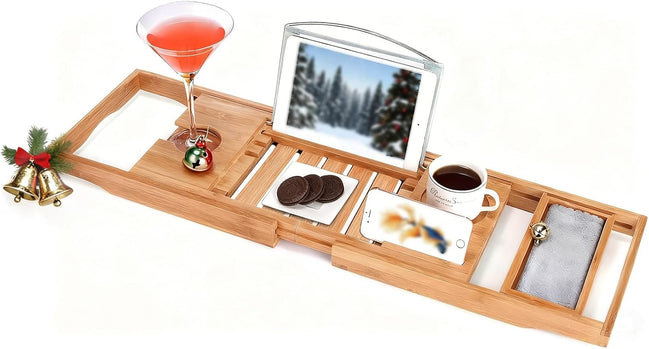 Adjustable Bamboo Bathtub Caddy Tray