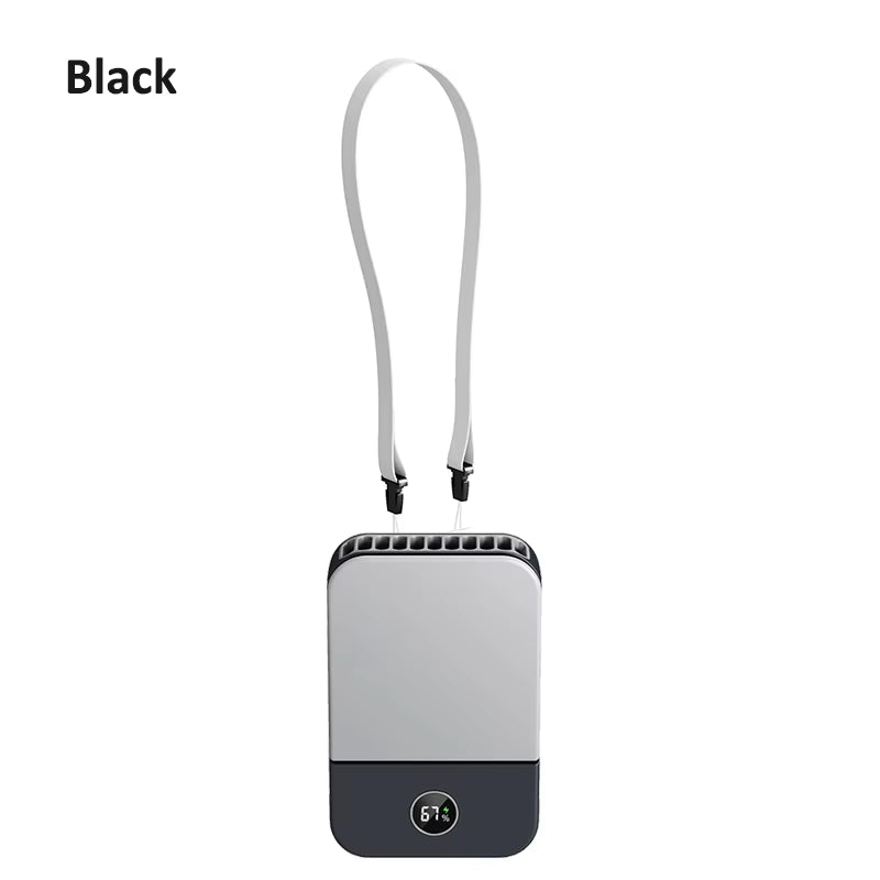 Bladeless Hanging Neck & Waist Fan – 3-Speed, USB Rechargeable 