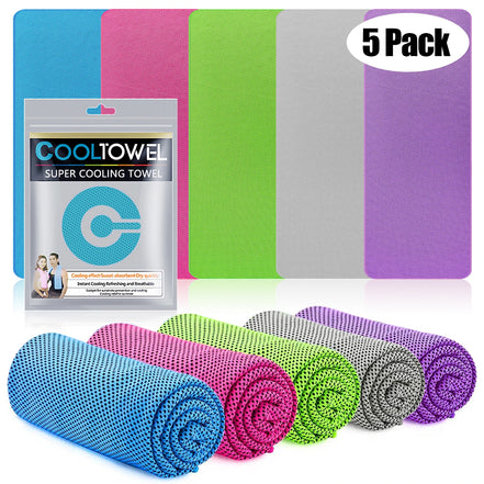 Microfiber Cooling Towels – 40" × 12", 5-Pack 