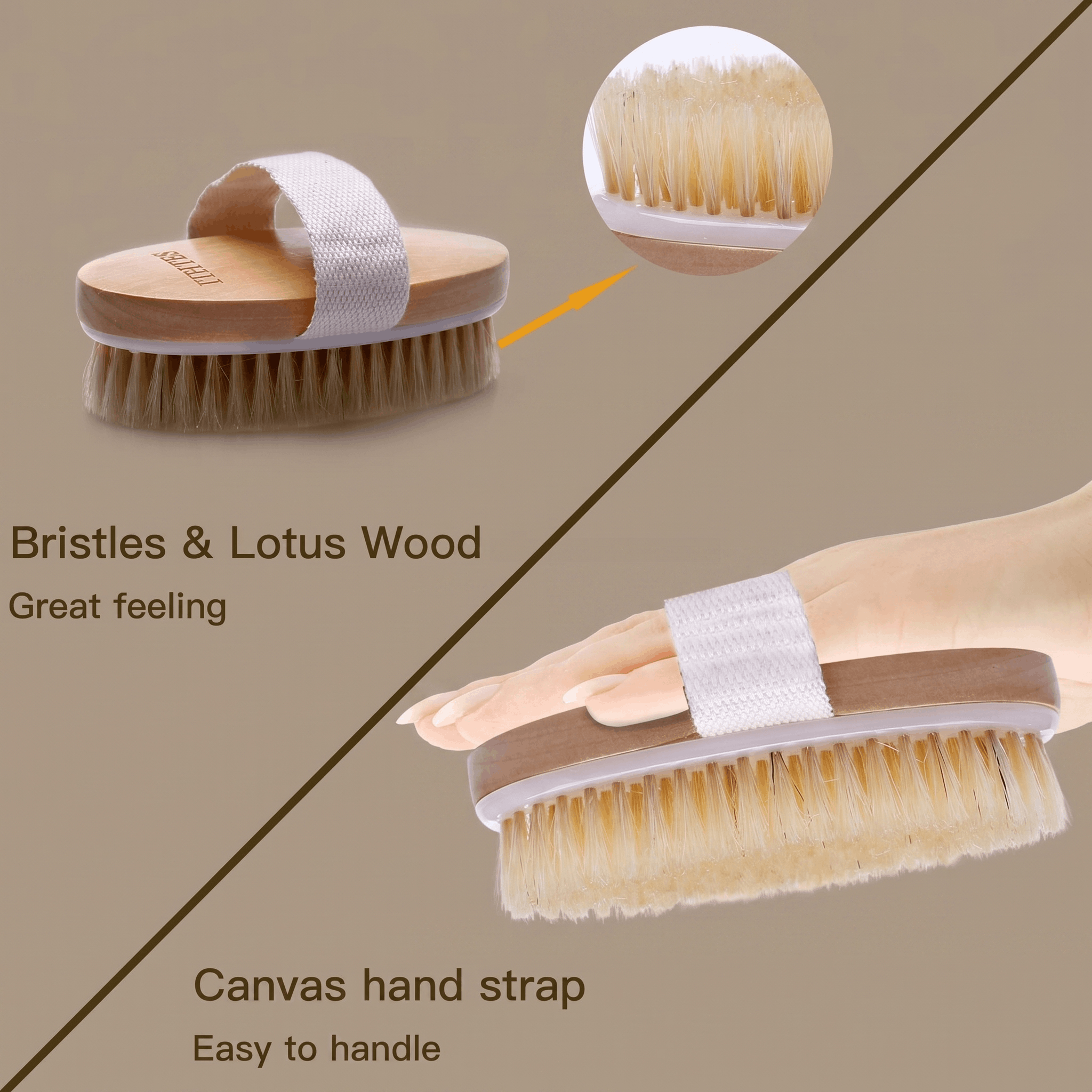 Natural Bristle Exfoliating Dry Body Brush
