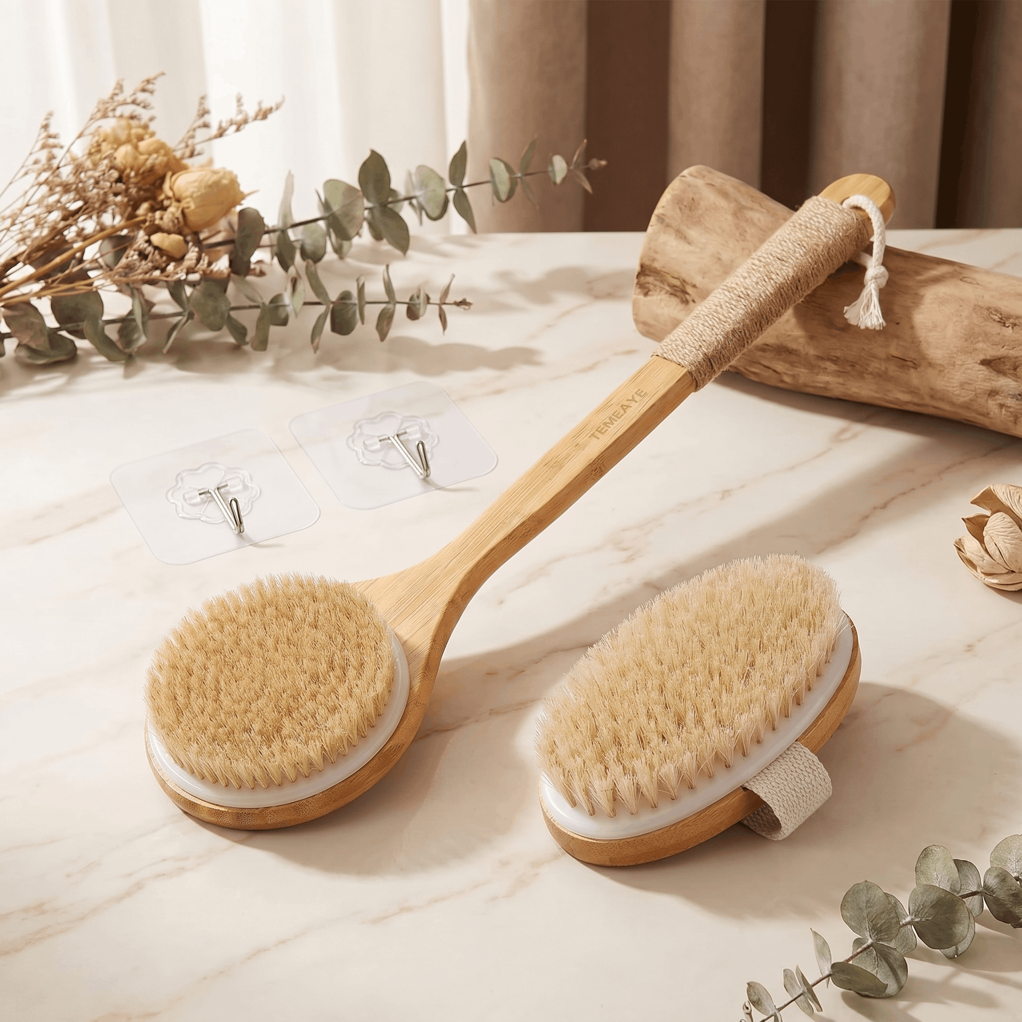 Wooden Dry Body Brush Set