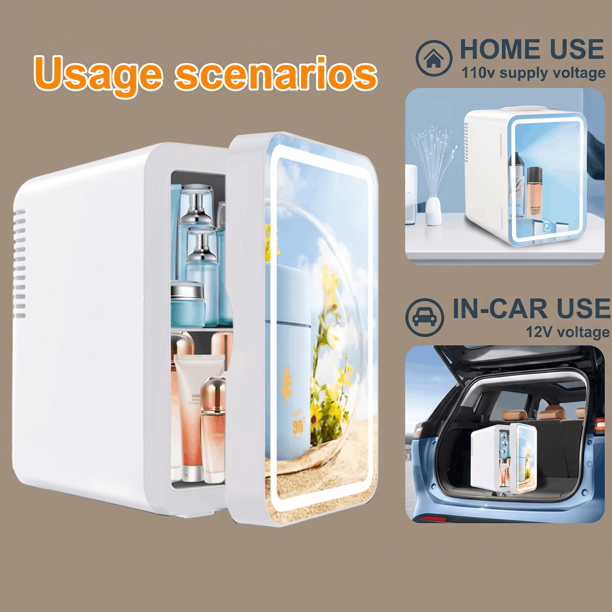 6L LED Mirror Skincare Mini Fridge