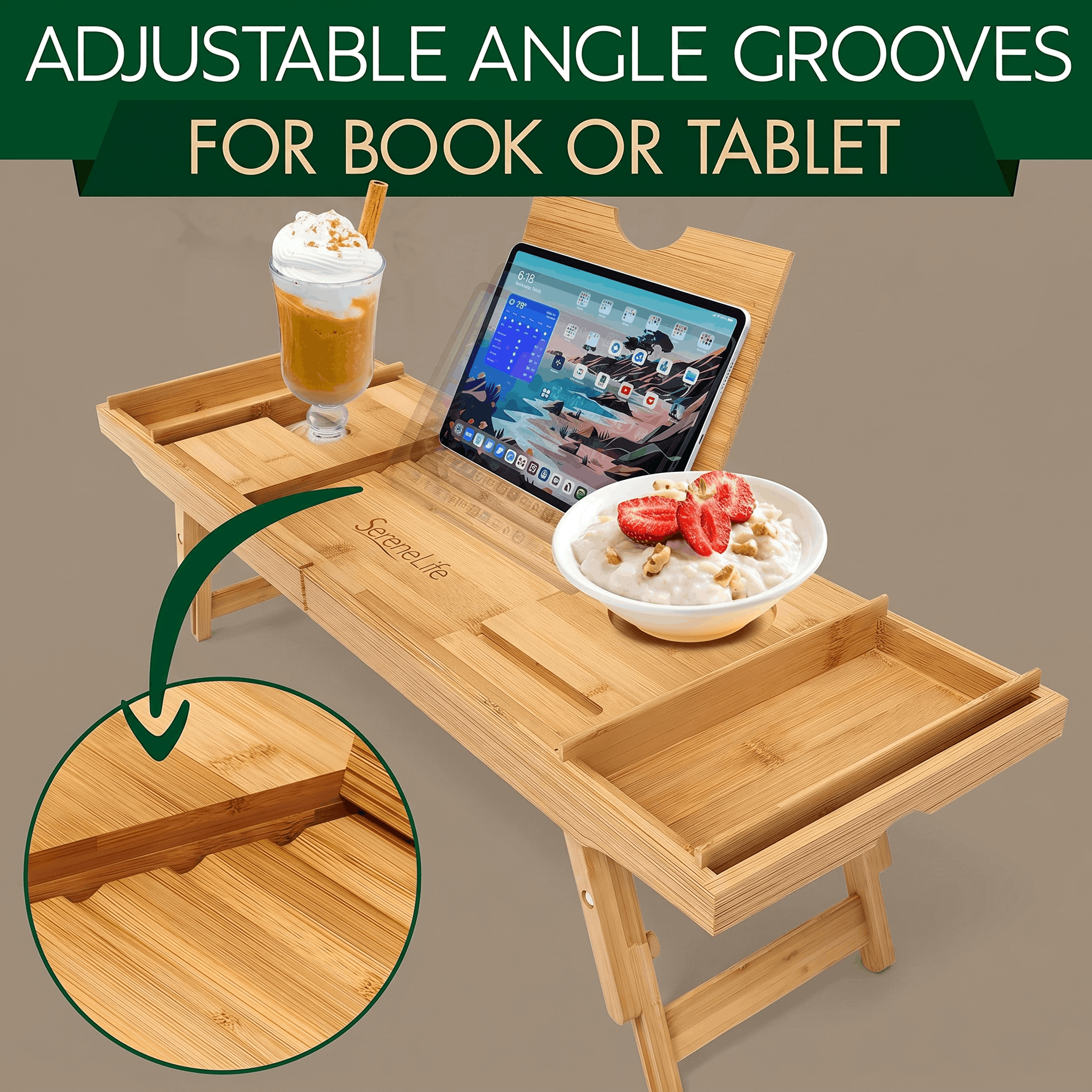 Natural Bamboo Bath Caddy Tray