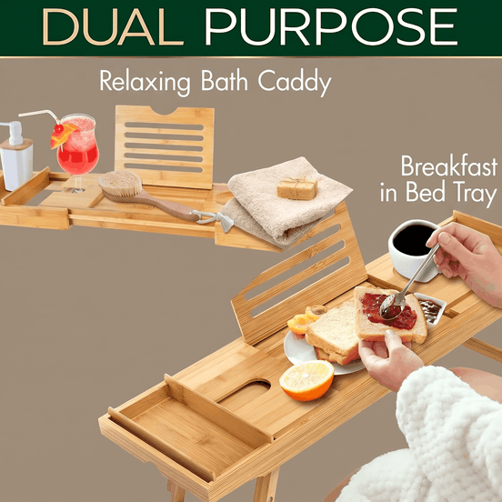 Natural Bamboo Bath Caddy Tray