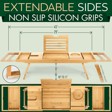 Natural Bamboo Bath Caddy Tray
