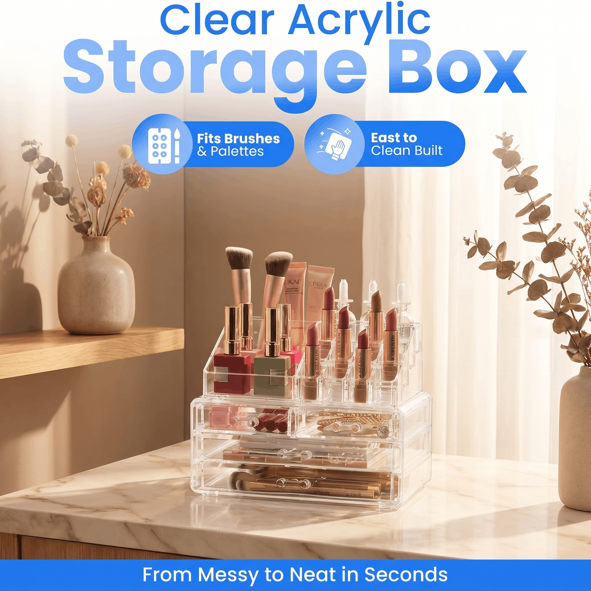 Clear Makeup & Jewelry Organizer with Drawers