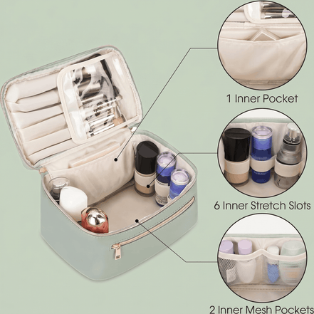 Vegan Leather Travel Makeup Organizer Bag