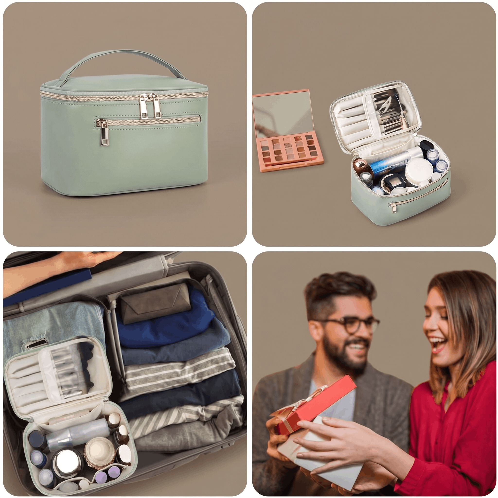 Vegan Leather Travel Makeup Organizer Bag