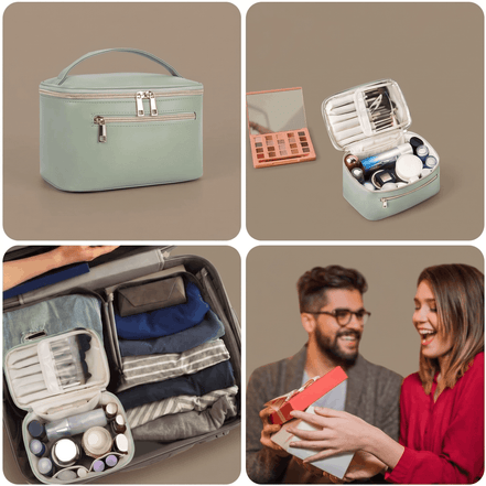 Vegan Leather Travel Makeup Organizer Bag
