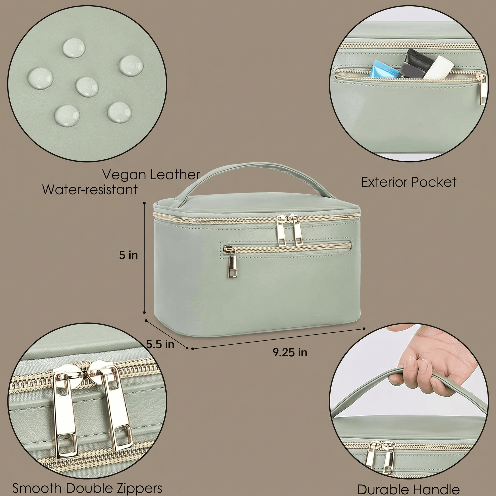 Vegan Leather Travel Makeup Organizer Bag