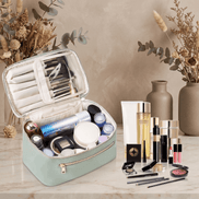 Vegan Leather Travel Makeup Organizer Bag