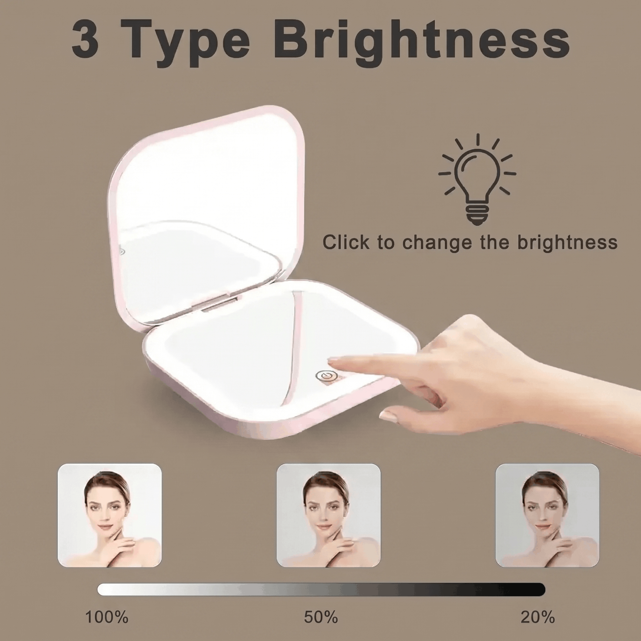 2X LED Compact Travel Makeup Mirror