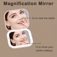 2X LED Compact Travel Makeup Mirror