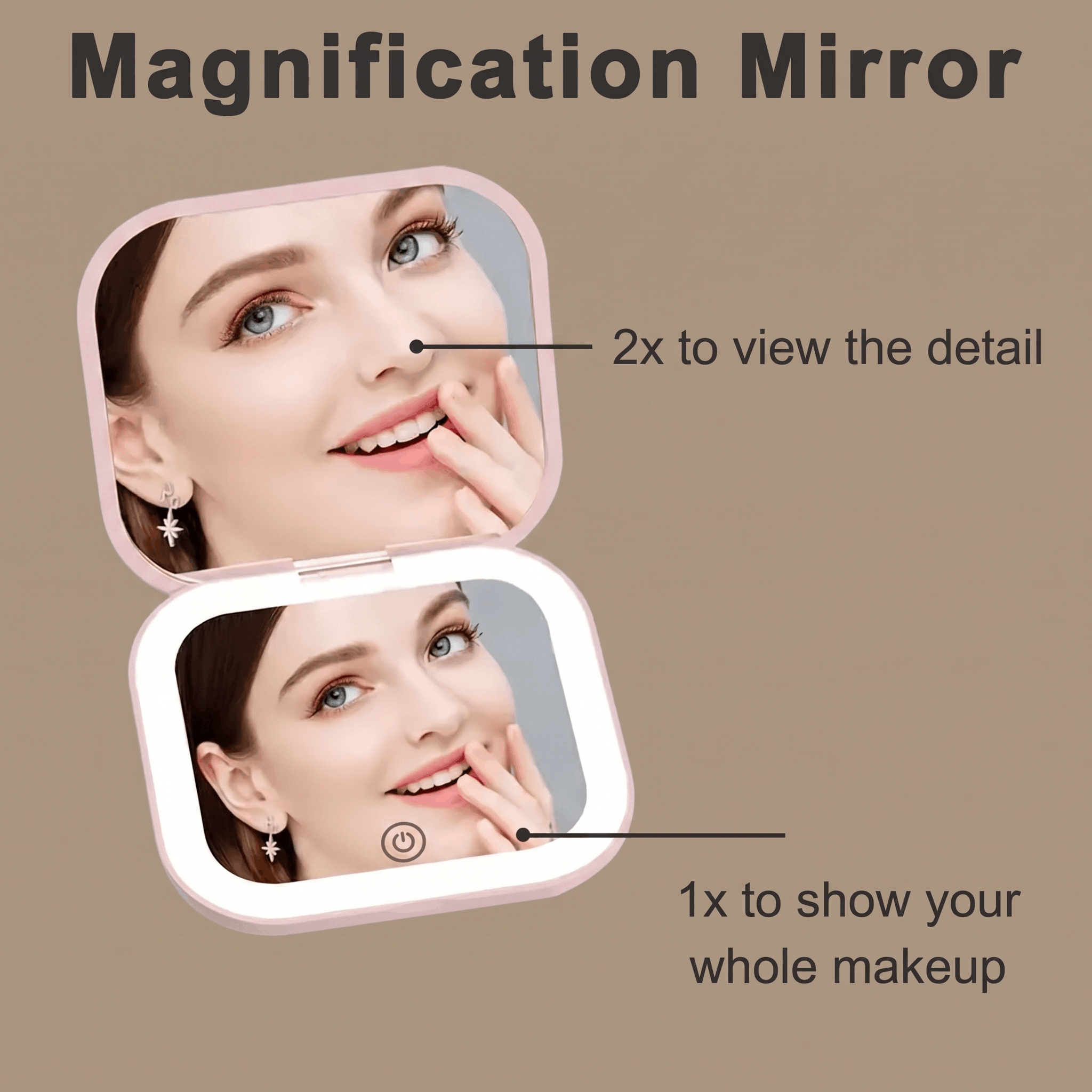 2X LED Compact Travel Makeup Mirror
