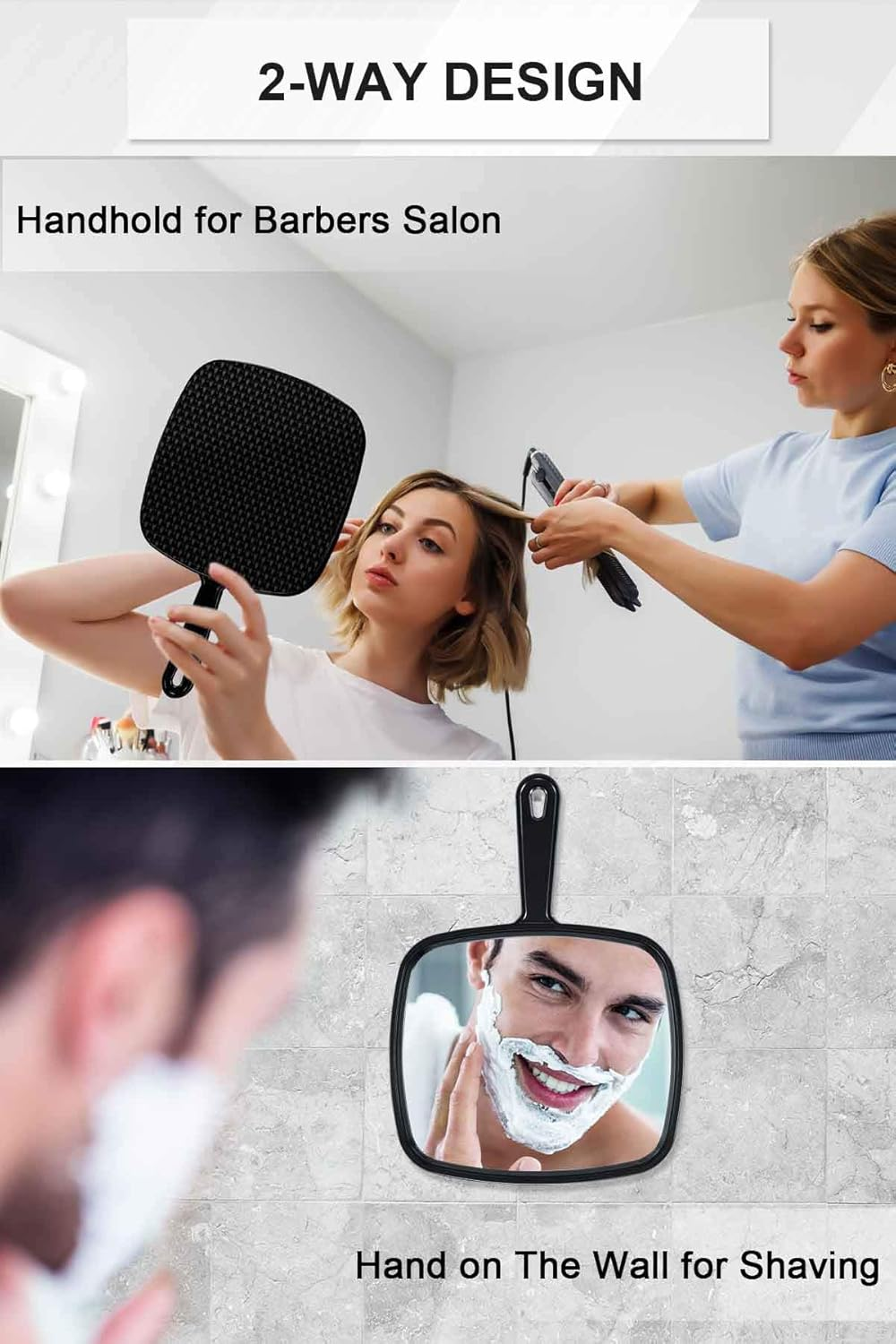 Extra-Large Handheld Salon Mirror – 3 Pack