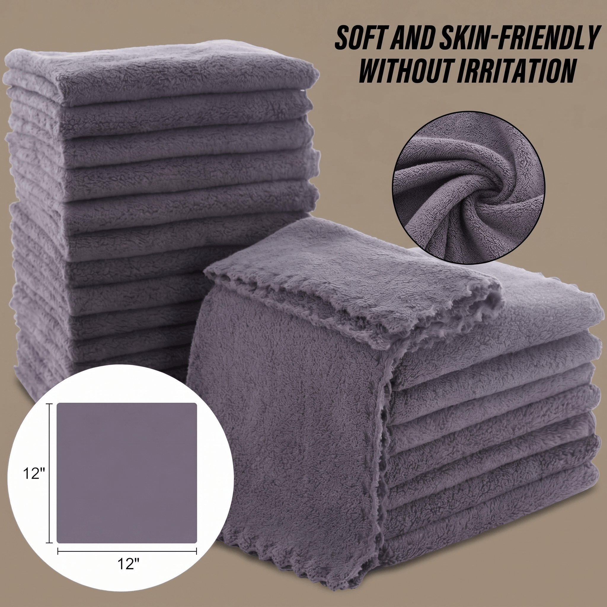 Ultra-Soft Coral Velvet Washcloth Set – 24 Pack