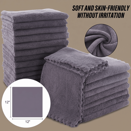Ultra-Soft Coral Velvet Washcloth Set – 24 Pack