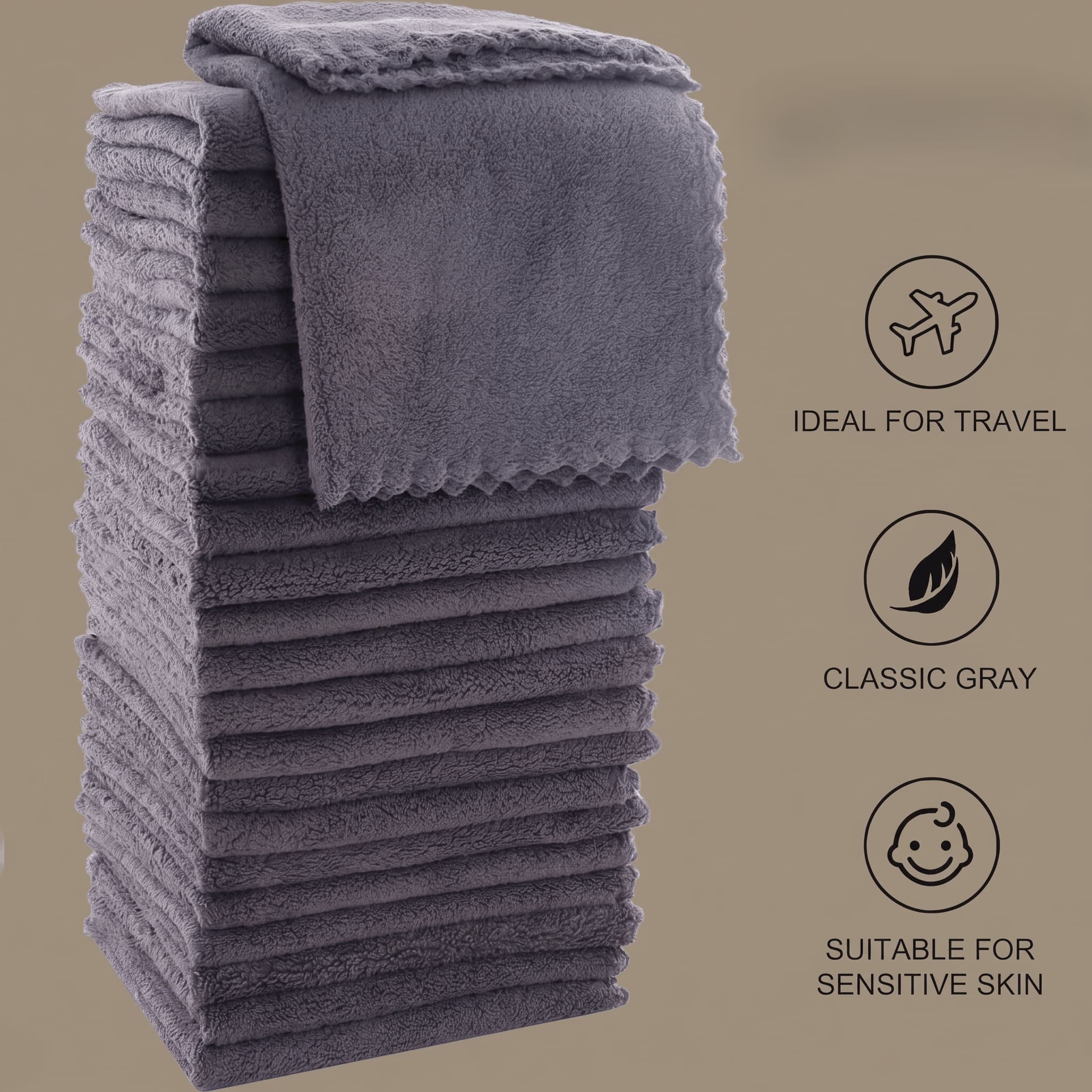 Ultra-Soft Coral Velvet Washcloth Set – 24 Pack