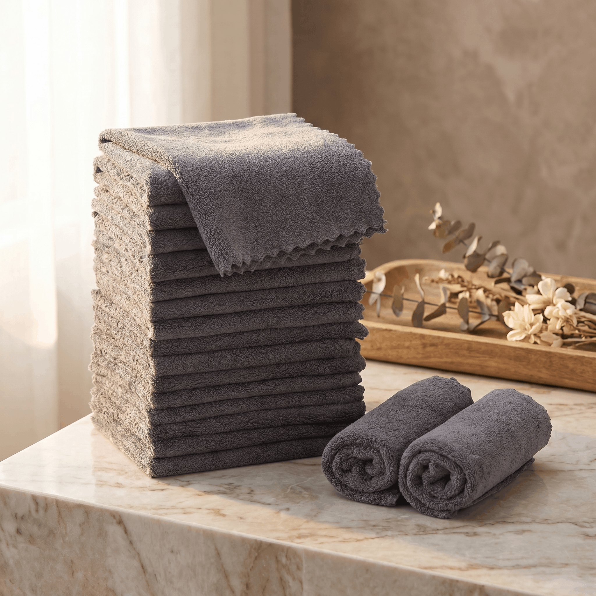 Ultra-Soft Coral Velvet Washcloth Set – 24 Pack
