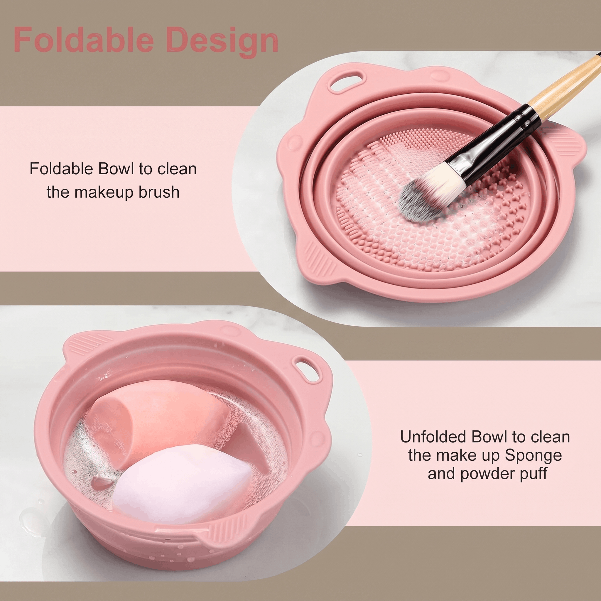 Foldable Silicone Makeup Brush Cleaner Bowl