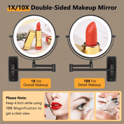 Rechargeable Wall-Mounted LED Makeup Mirror