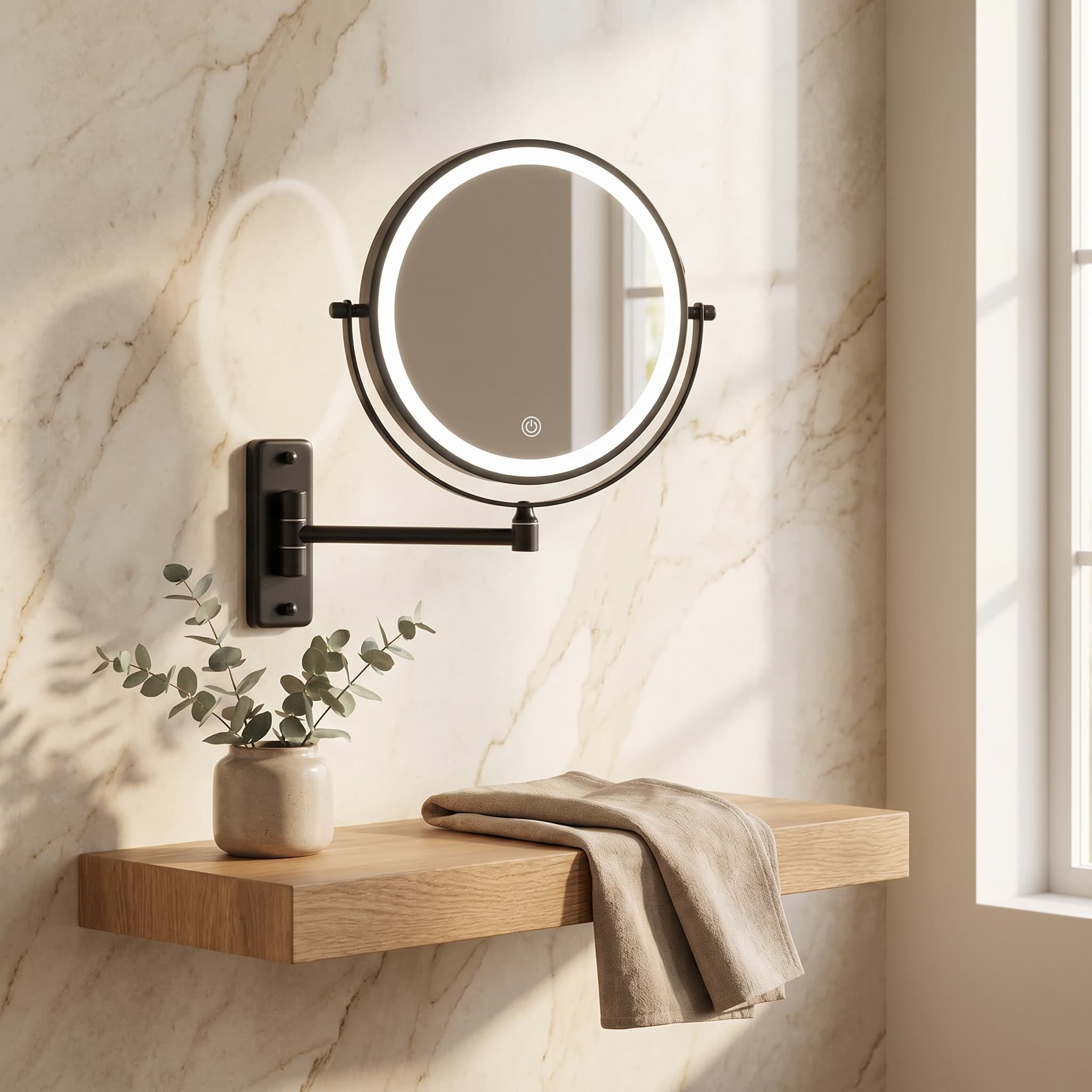 Rechargeable Wall-Mounted LED Makeup Mirror