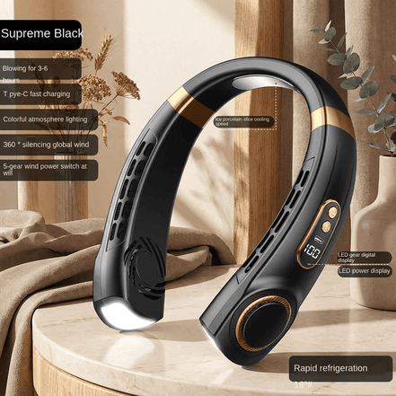 Hands-Free Bladeless Neck Fan – 5-Speed, Rechargeable 