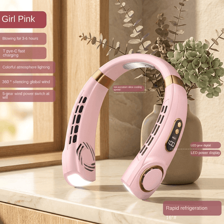 Hands-Free Bladeless Neck Fan – 5-Speed, Rechargeable 