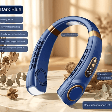 Hands-Free Bladeless Neck Fan – 5-Speed, Rechargeable 