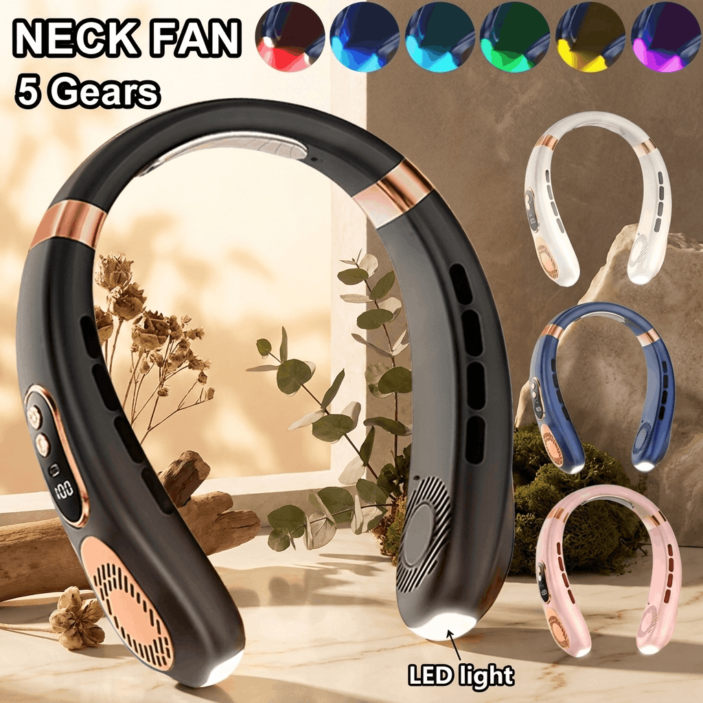 Hands-Free Bladeless Neck Fan – 5-Speed, Rechargeable 