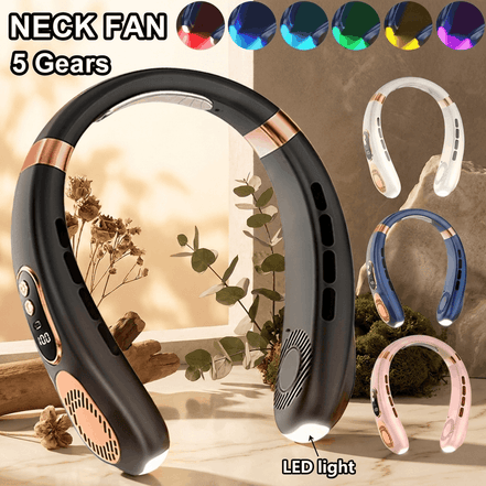 Hands-Free Bladeless Neck Fan – 5-Speed, Rechargeable 