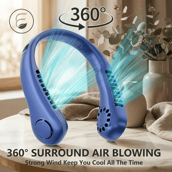 360° Twistable Bladeless Neck Fan – 5-Speed, USB Rechargeable