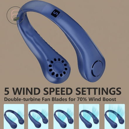 360° Twistable Bladeless Neck Fan – 5-Speed, USB Rechargeable