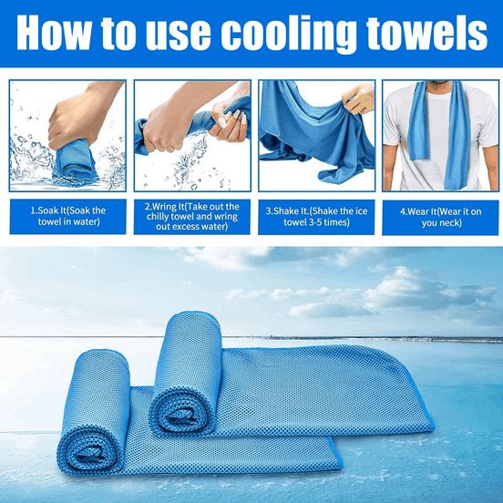Microfiber Cooling Towels – 40" × 12", 5-Pack 