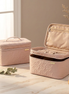Large 2-Layer Travel Cosmetic Organizer (Pink) 