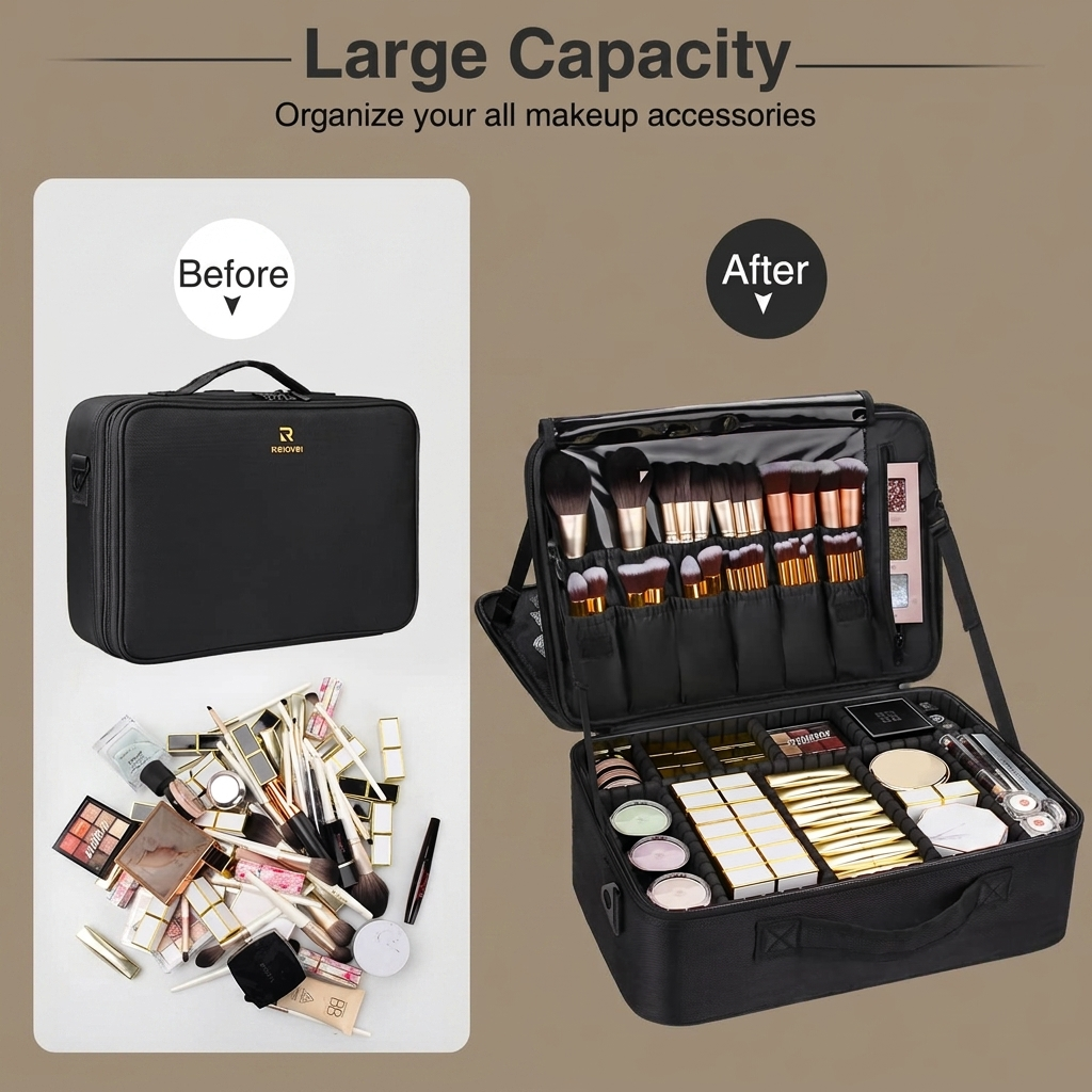 3-Layer Professional Makeup & Tools Train Case 