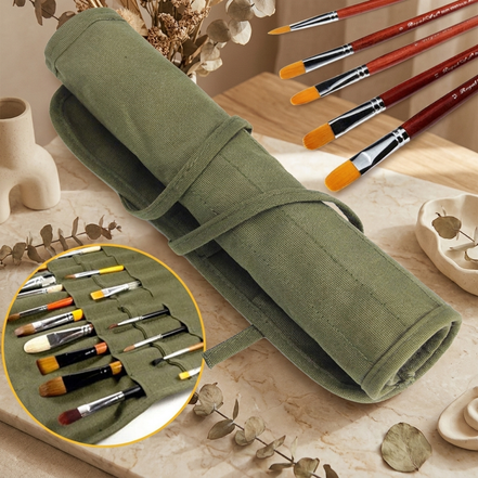 22-Slot Roll-Up Brush Storage Bag 