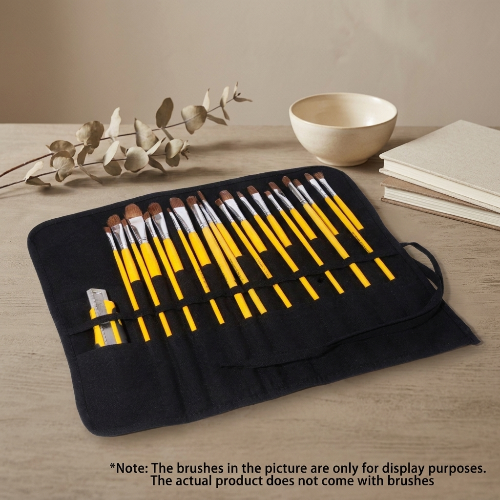 22-Slot Roll-Up Brush Storage Bag 