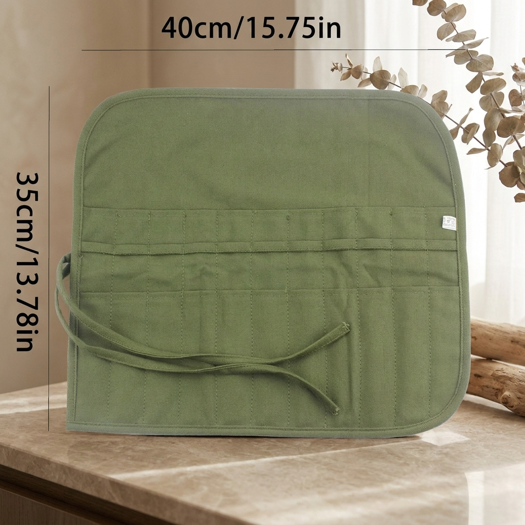 22-Slot Roll-Up Brush Storage Bag 