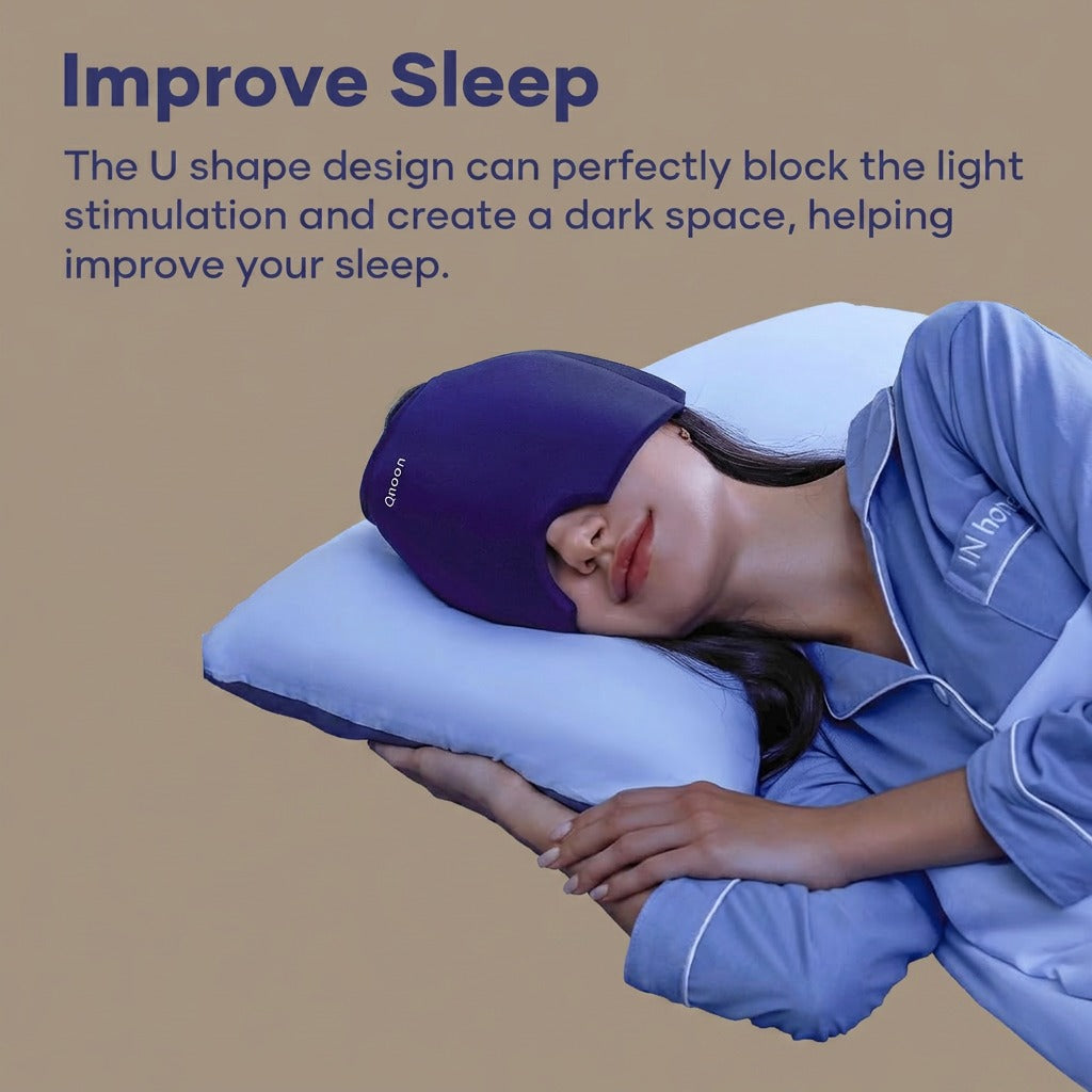 Migraine Relief Cap, Headache Relief Cap Mask Products, Cooling Odorless Gel Ice Head Wrap for Tension, Stress,Hangover & Puffy Eyes