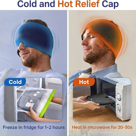Migraine Relief Cap, Headache Relief Cap Mask Products, Cooling Odorless Gel Ice Head Wrap for Tension, Stress,Hangover & Puffy Eyes