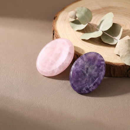 Amethyst & Rose Quartz Worry Stones (Set of 2)