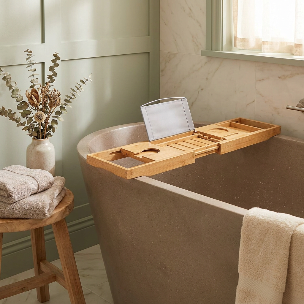 Adjustable Bamboo Bathtub Caddy Tray