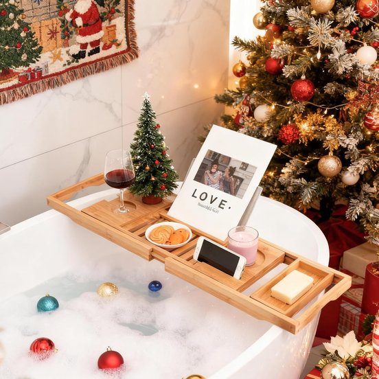 Adjustable Bamboo Bathtub Caddy Tray