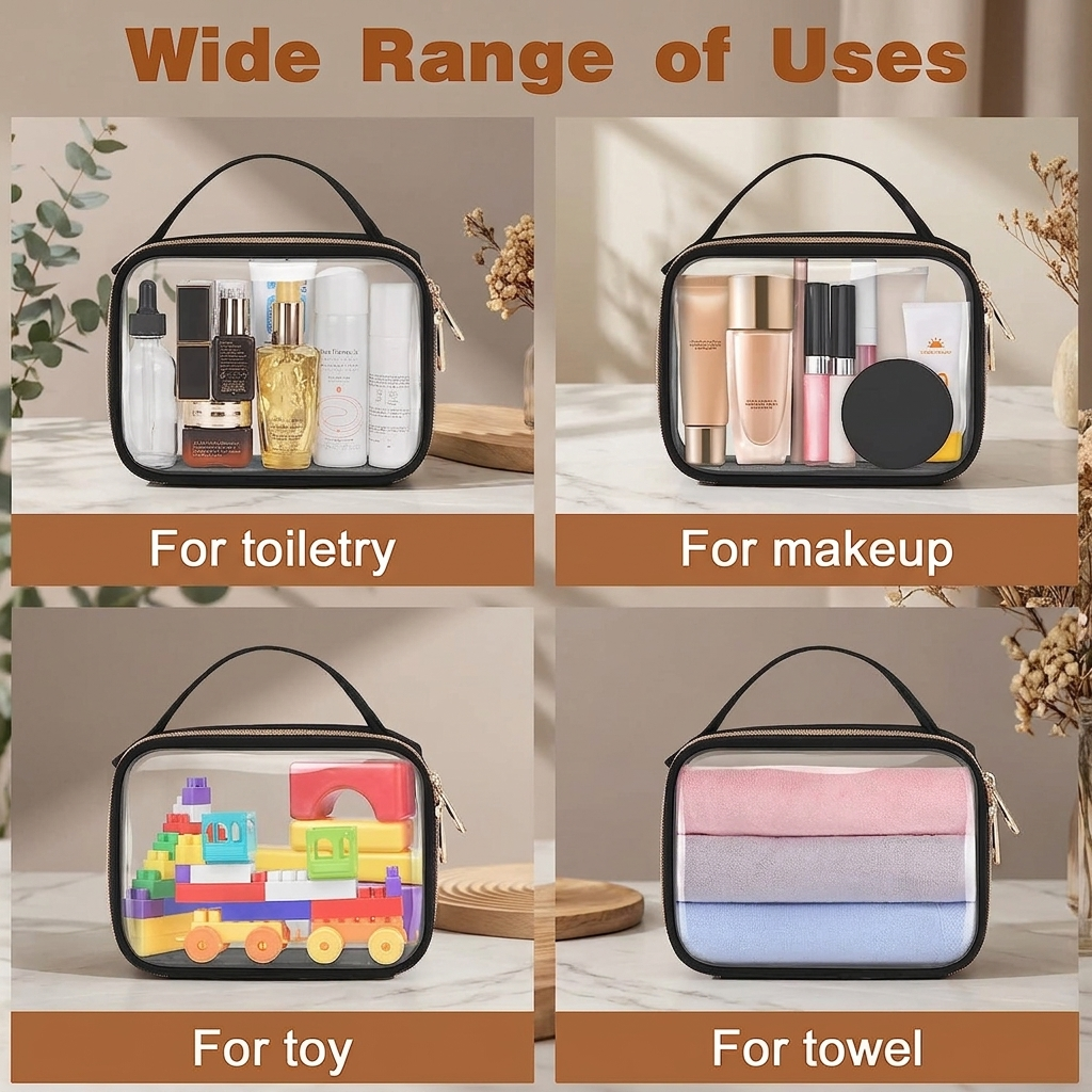 Clear PVC Toiletry Bag Set (3 Pack)