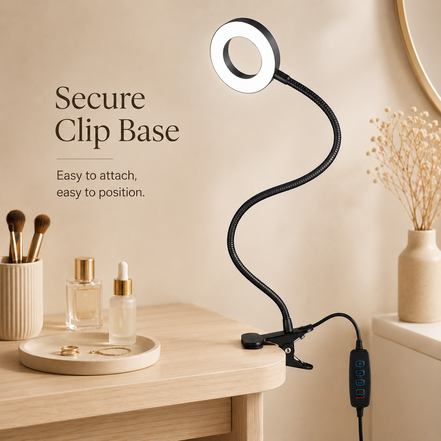Wellness Series 20-Inch Black LED Clip-On Ring Light Desk Lamp