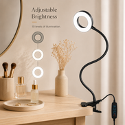 Wellness Series 20-Inch Black LED Clip-On Ring Light Desk Lamp