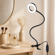 Wellness Series 20-Inch Black LED Clip-On Ring Light Desk Lamp